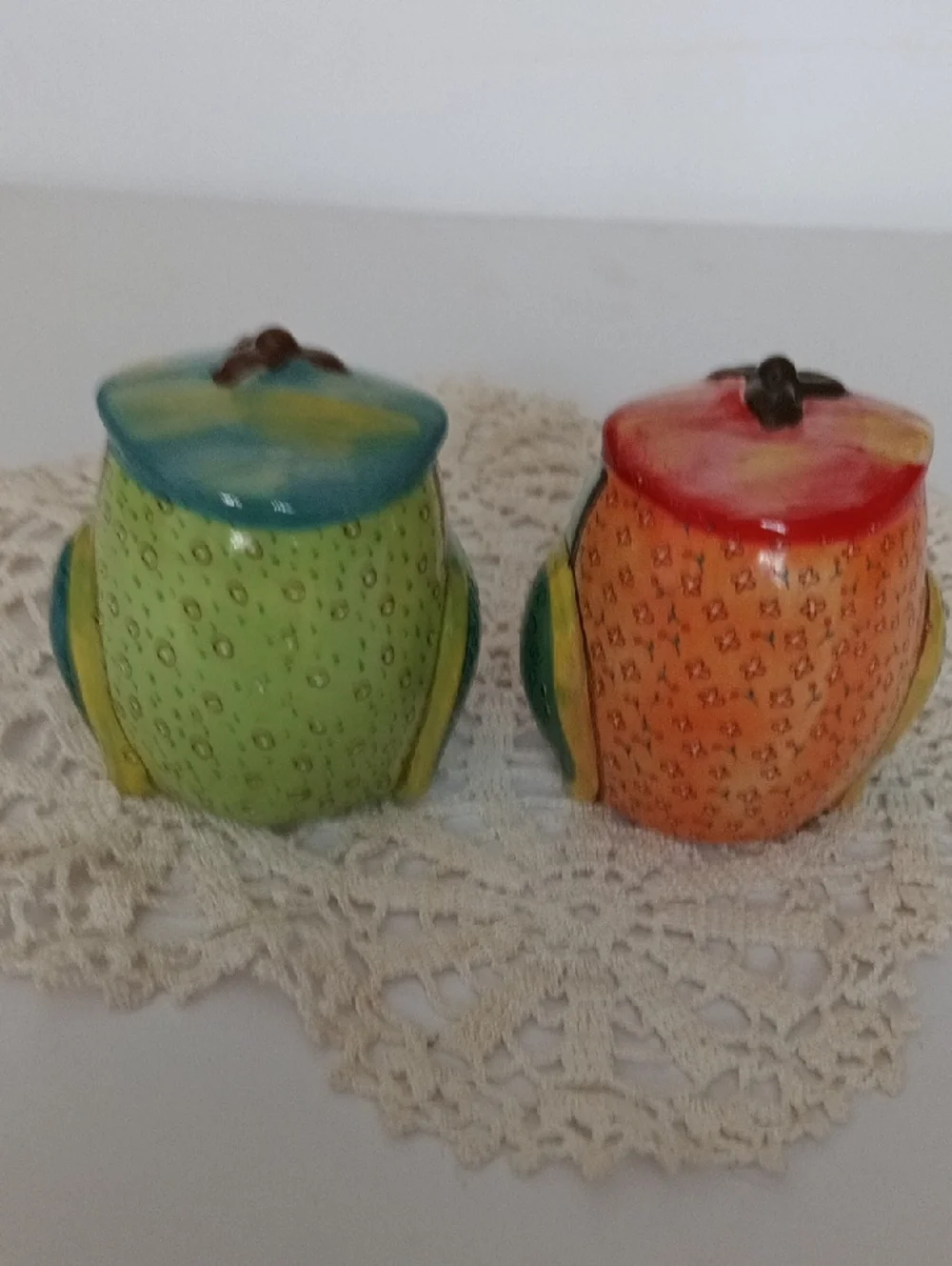 Decorative Owl Salt and Pepper Shaker Set - Green & Orange